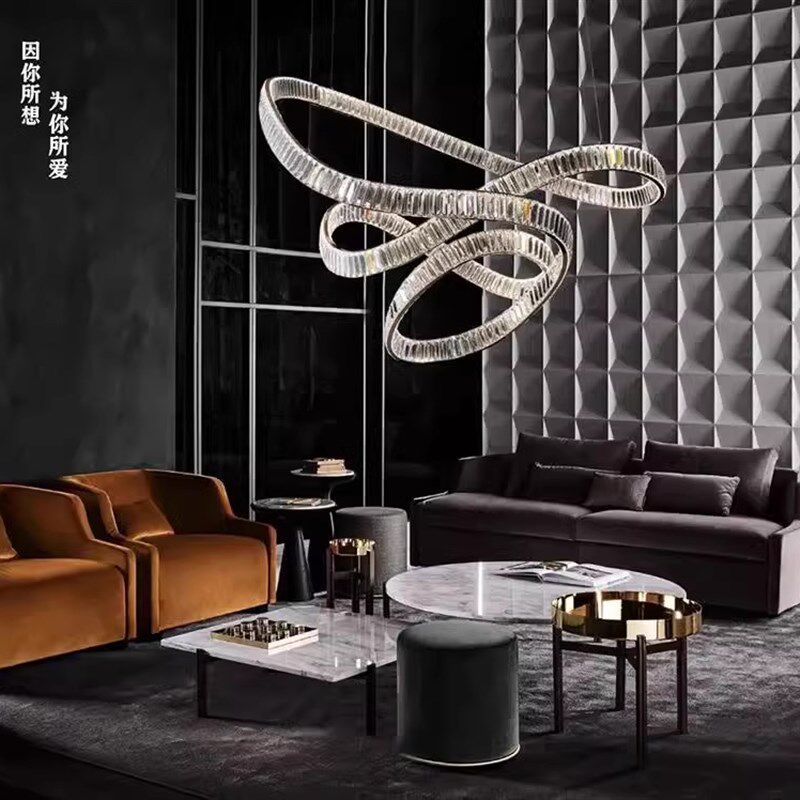 设计师创意吊灯酒店大堂售楼部沙盘宴会厅艺术蝴蝶结水晶飘带灯具