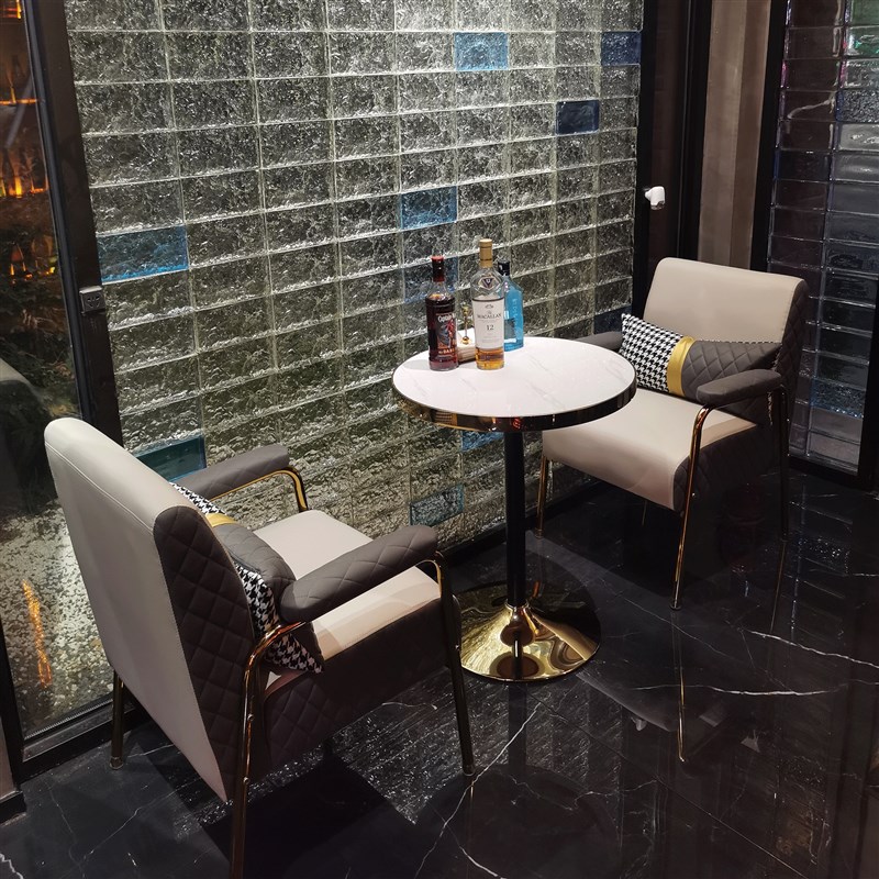 酒吧清吧桌椅咖啡西餐厅黑色皮沙发音乐吧休闲接待奶茶店卡座