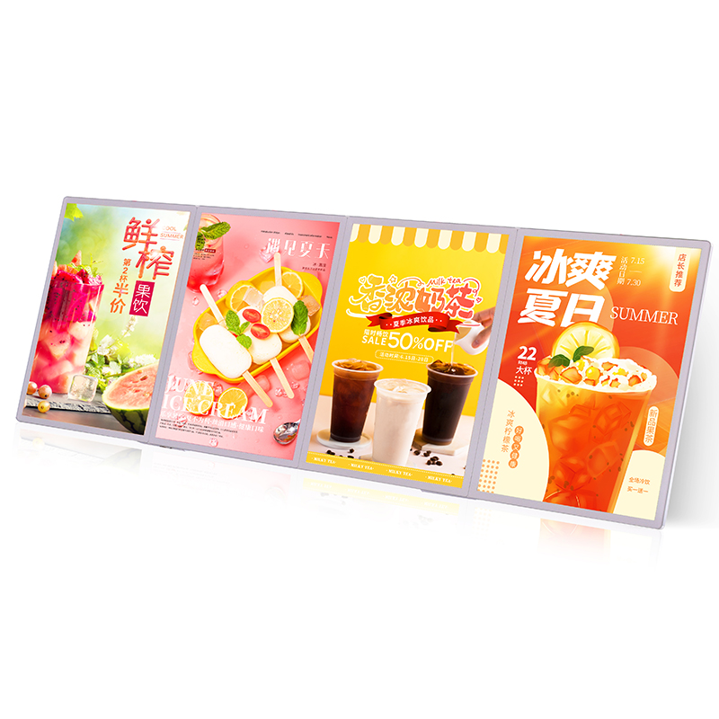 奶茶店发光金属两连体台卡吧台餐厅多联海报点单灯箱展示牌打印