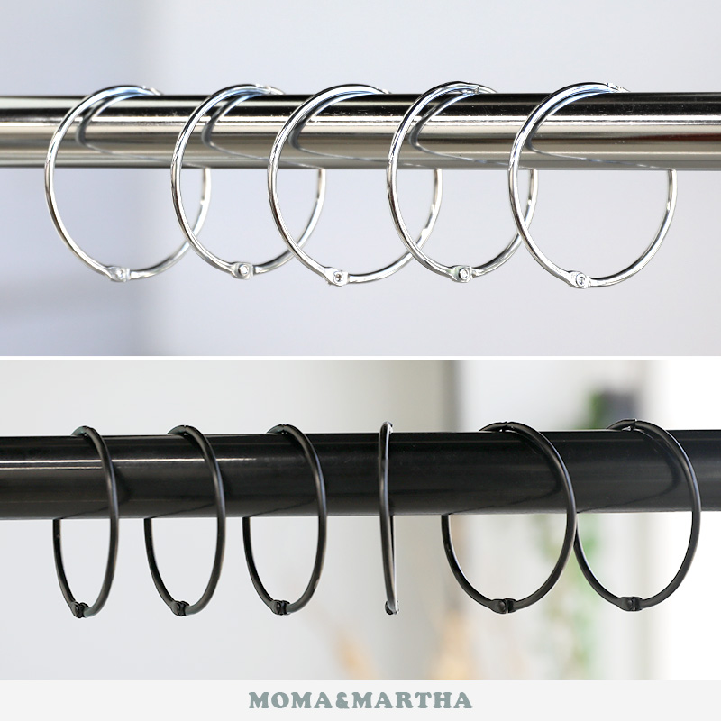 默玛30不锈钢金属圆形黑银浴帘挂钩窗帘环圈大圆环挂环浴帘配件