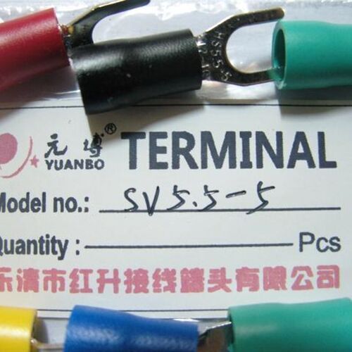 SV5.5-5 叉形预绝缘端子/500只/包/叉形绝缘接线端子 紫铜 国标