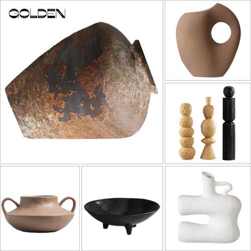 设计师搭配组合博古架摆件陶瓷树脂工艺品售楼部酒店展厅软装饰品
