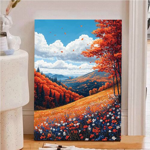 【红叶飘零】风景diy数字油画手工画diy填色涂色画手绘丙烯装饰画