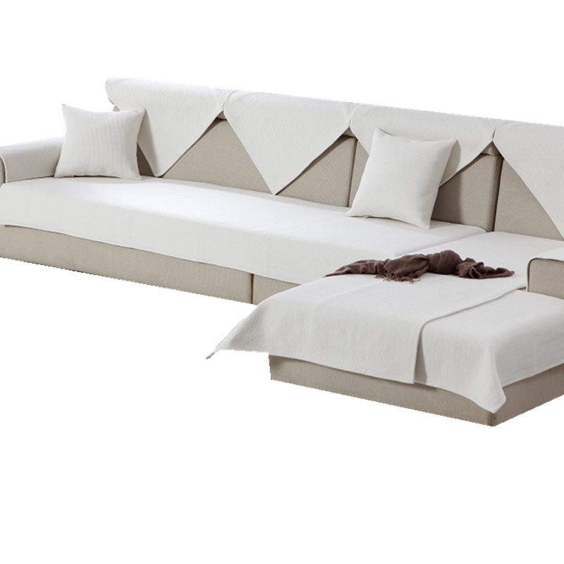 恋豆沙发垫白色亚麻棉麻布艺四季靠背巾护手垫防滑厚沙发巾纯色秋