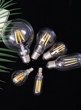 爱迪生LED节能灯泡E27螺口E14复古透明超亮光源装饰球泡暖黄4W