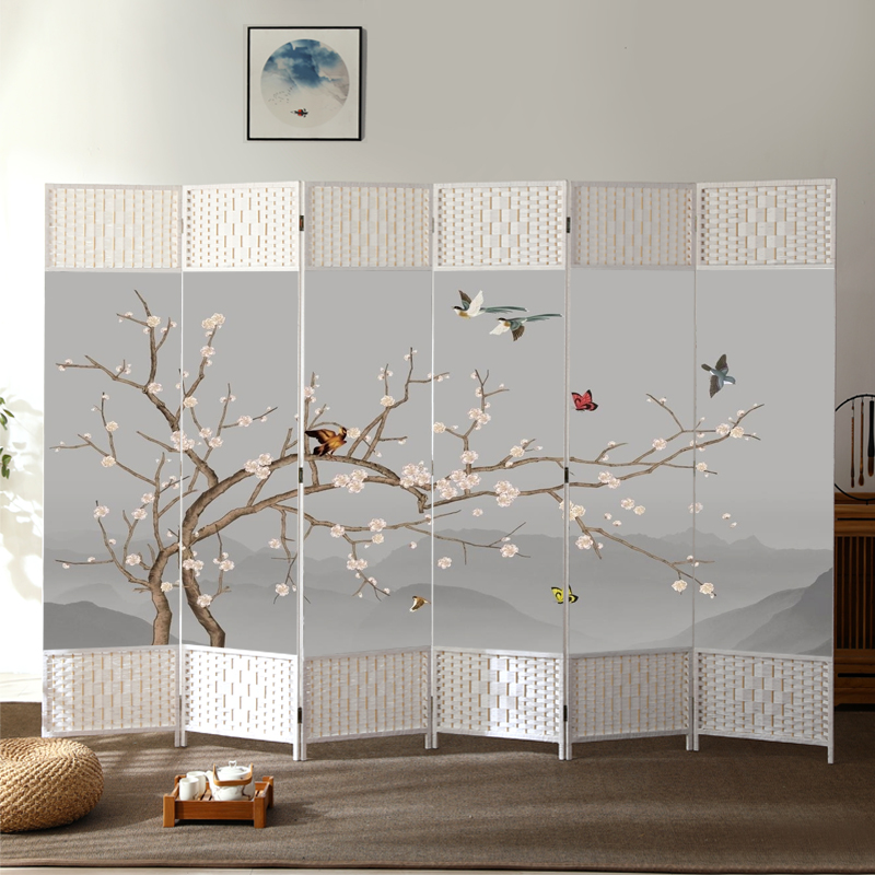 中式屏风隔断折叠移动客厅卧室简约现代实木遮挡墙玄关家用窗帘