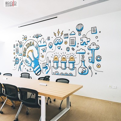 设计装饰广告公司办公室背景墙创意贴纸创新ider仿手绘艺术墙贴画