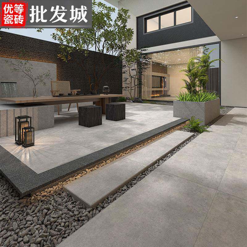 户外庭砖院75450地0砖地铺石英600X1石20院子防滑加厚板岩仿古地