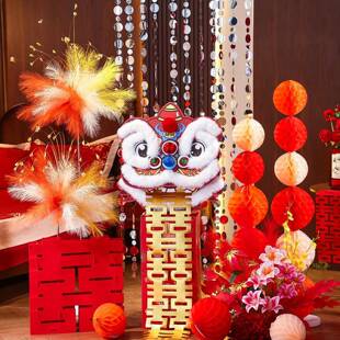 婚结婚装饰男醒狮婚房布置狮子头摆件女方礼新房客拍F99H8JJS厅晨