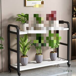 全钢花架置物架阳台花盆托架可移动客厅落地式铁艺双层多肉花架子