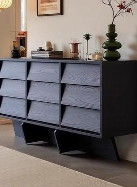 中古实斗柜客厅靠风墙法式复古卧室收纳储物柜RYP设师木黑计色玄