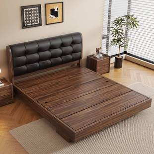 原木全实木床1米8新型榻榻米床架落地双人床箱体储物1米5的卧室床