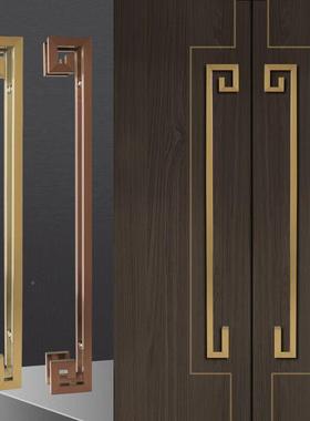 不锈钢玻璃门拉手玫门瑰现代方53374玻金璃门把手防锈大玫瑰金管