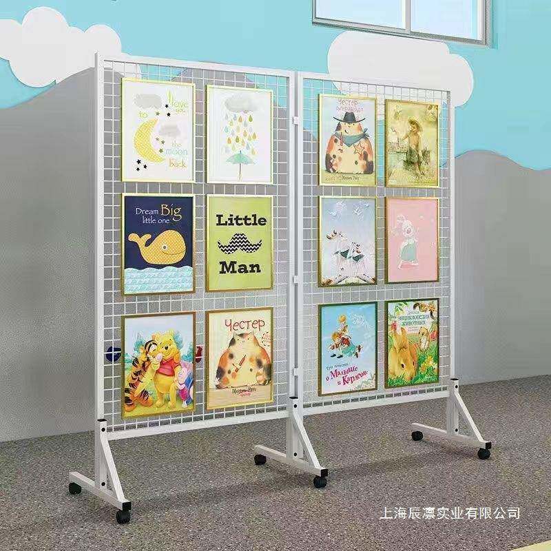 工业风展铁丝网装饰网格铁10072285艺屏风隔断画展示架折叠移网架
