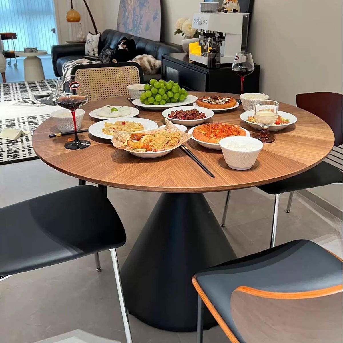 中古风实餐桌圆形桌木子家用式小户型圆餐桌法复CT-28180古简约桌