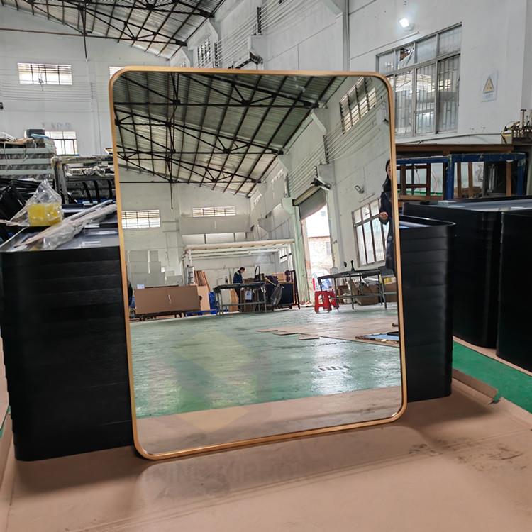 方镜形金色镜子工家用生卫976间程浴室镜铝合金边框化妆洗漱台洗