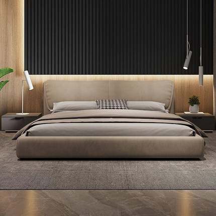 意式BYU轻朵奢主卧布艺床大耳绒布床现代约1简.8*2m象双人大床做