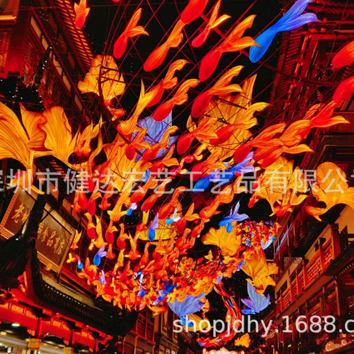 大型日非遗花灯灯金鱼鲤鱼跃龙门古镇节街户彩外文旅景区MEQ古装