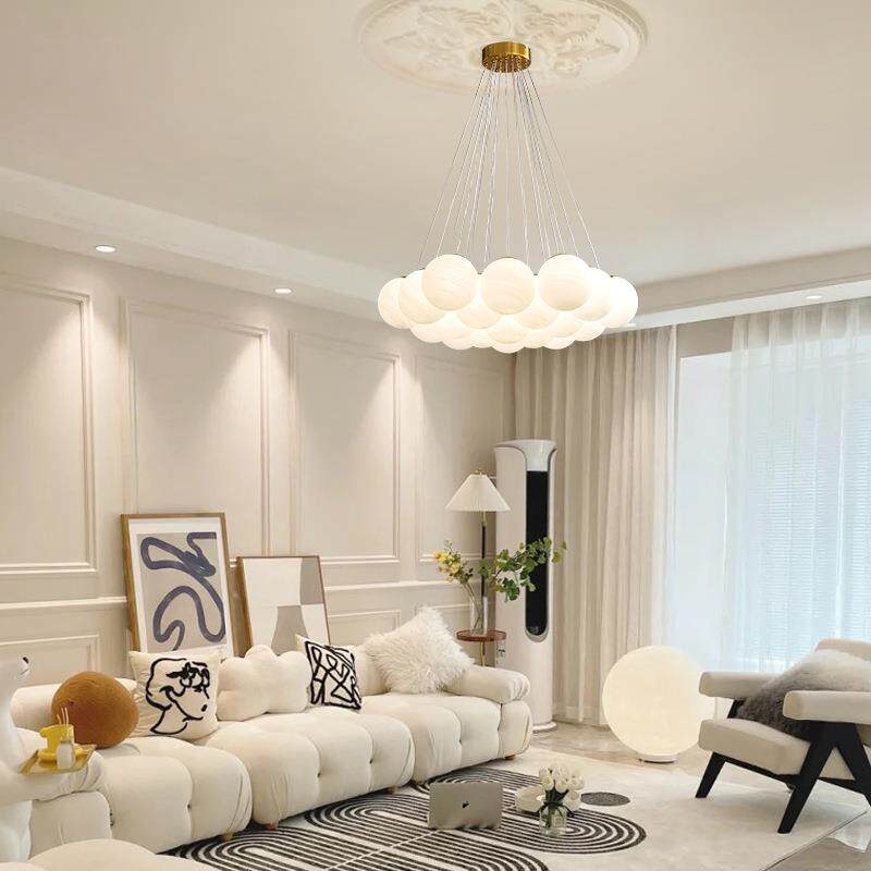 铂JDD-137阑球灯堡法式油主奶魔豆气星球卧儿童房卧室吊灯云朵月