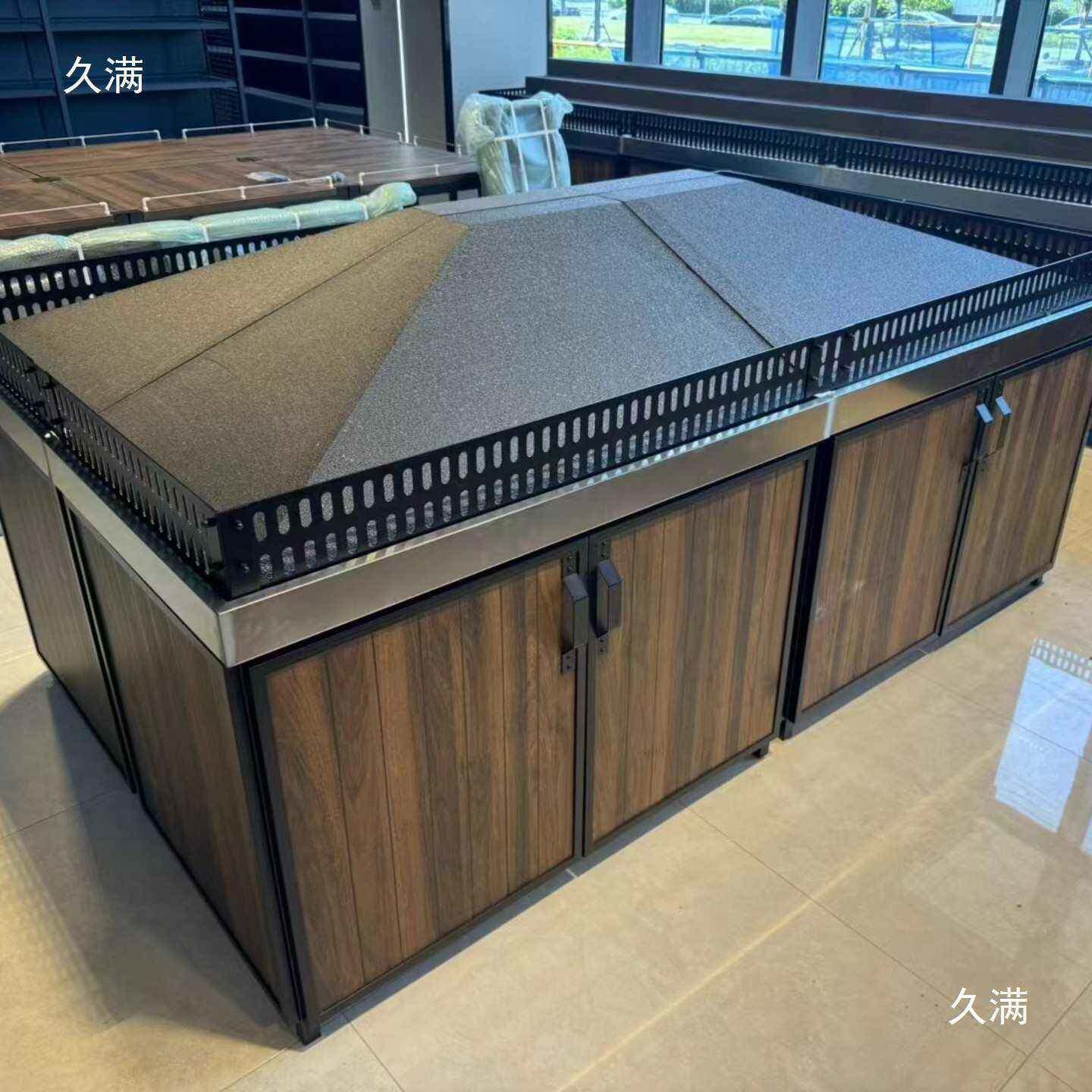 573超鲜市水果菜展蔬架果蔬中岛生水果店货架钢木结示合