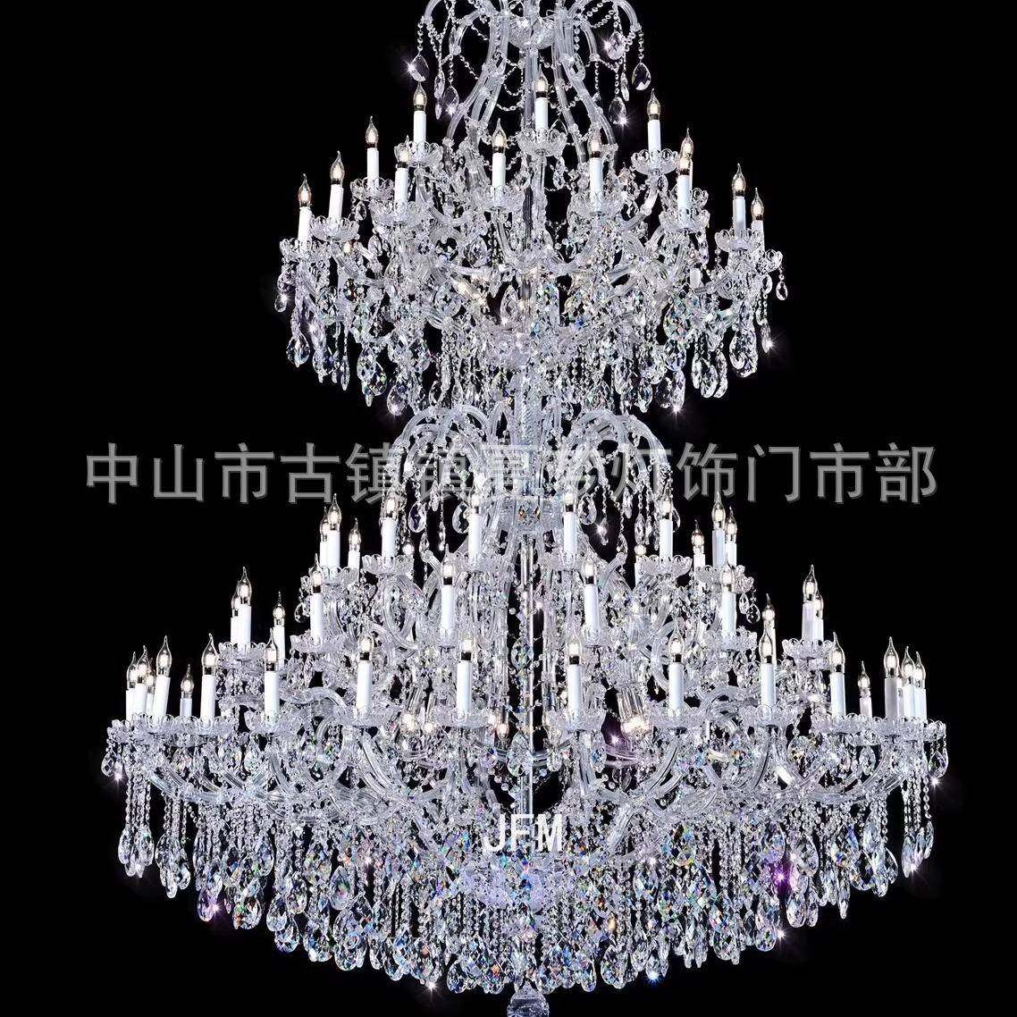 复式楼客厅水大吊灯奢华大气别墅楼厅梯513晶吊灯欧式楼楼酒中店