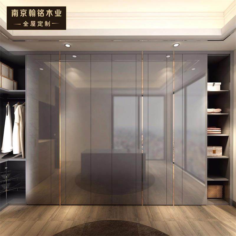 南京厂家定整QIW制衣帽间轻奢现体衣柜高代光转角更衣柜全屋定制