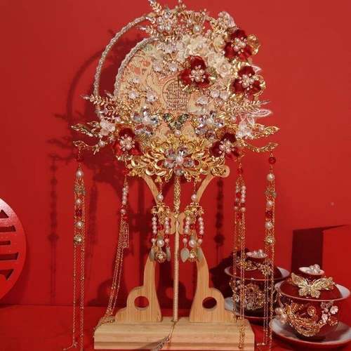 团扇结婚娘秀禾新材料制包中式出喜扇明手工婚扇子成Sc6NHTJs品双