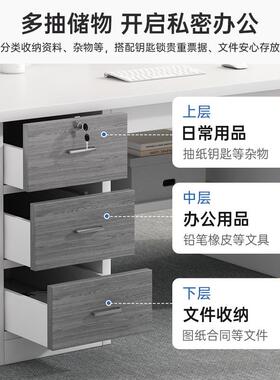 脑桌台办式简约公CIA电桌子带抽屉书桌家用学轻生写字桌白色奢桌