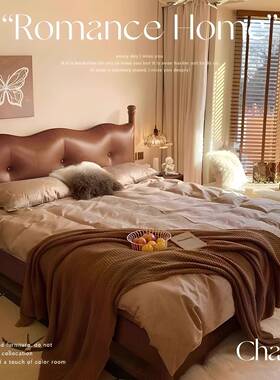 轻现奢中古风法ACO式实木床1.5M复人古美式软1包床代简约米8主卧