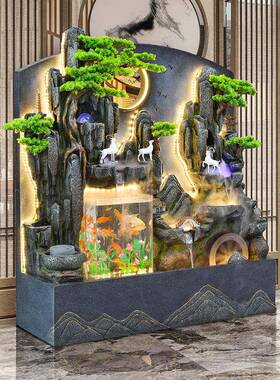 水幕墙流屏隔断公司水背景室外庭院花园鱼池假内山喷泉景观摆NEA