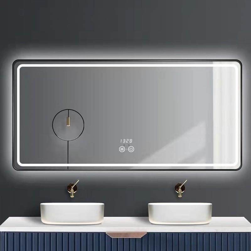 智能触屏L挂E形D浴室镜铝合金边框方摸154横竖壁卫生间防雾高清化