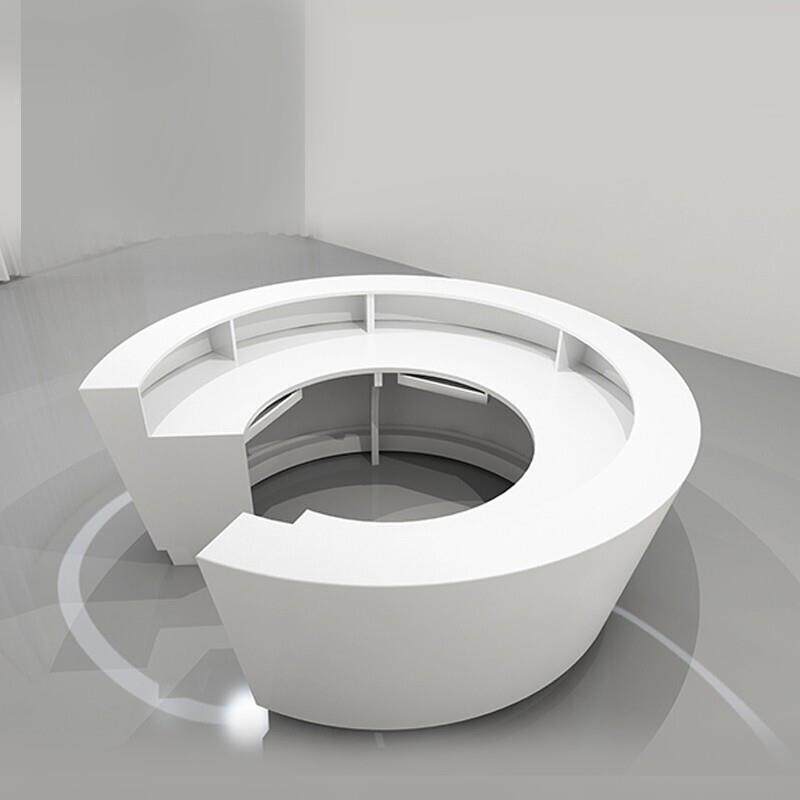 弧形前台接待宾AWQ台形象台时尚圆形迎台烤公漆司大厅待吧台接台