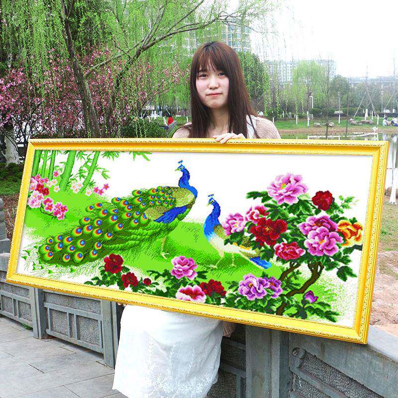 孔2025年雀新款5D水晶钻石画PTL气满钻点钻十字绣客感大厅砖石绣