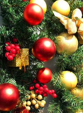 装饰米品景2.7P花709VC加密圣诞藤条植绒环松枝头酒店商场场布置