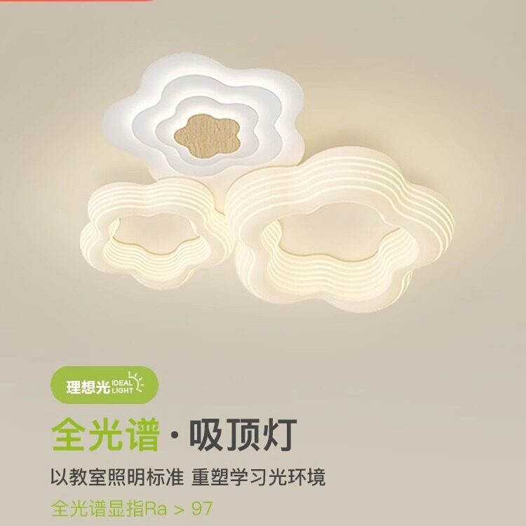 卧室灯2025年新款简约奶油风设计感花朵灯创意温馨书房间吸顶灯