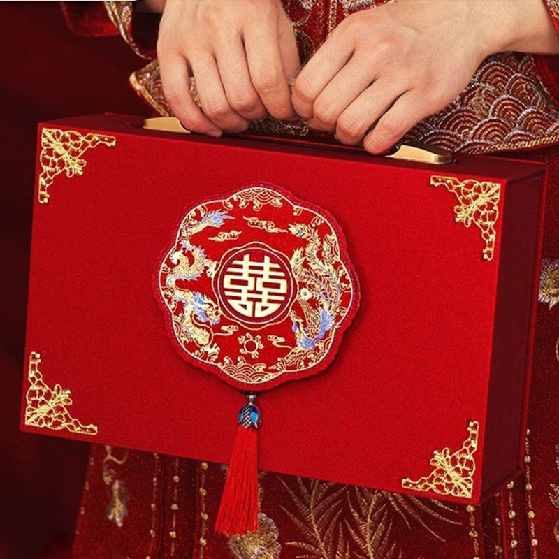 高档订婚彩礼箱现金彩礼盒结婚布置装饰聘金礼金盒全套彩礼钱盒子