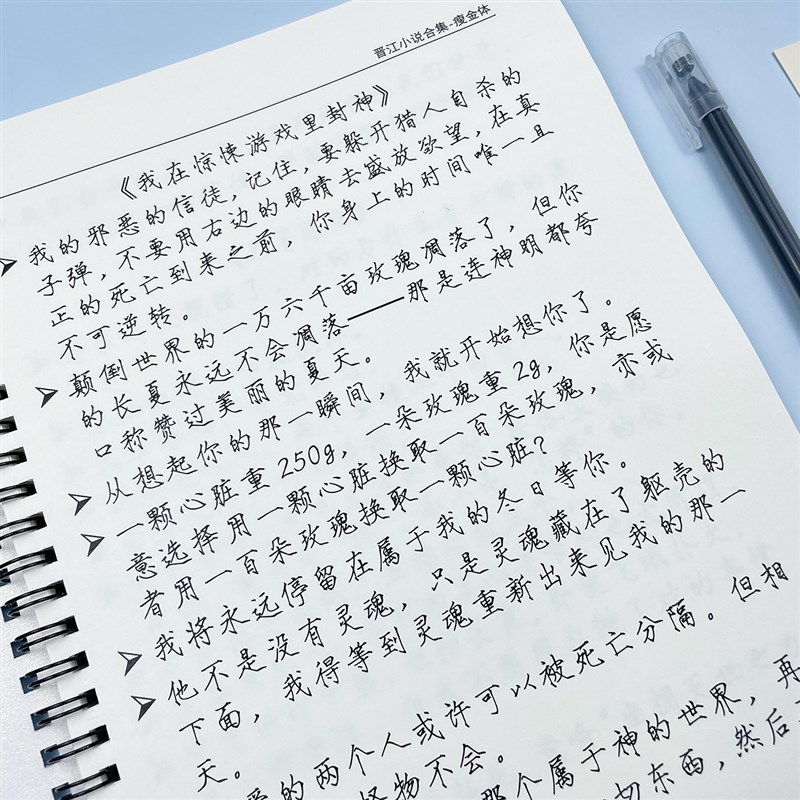 晋江小说精选练字帖玫瑰体行楷书鲸落体女生临摹中学生手写体字帖