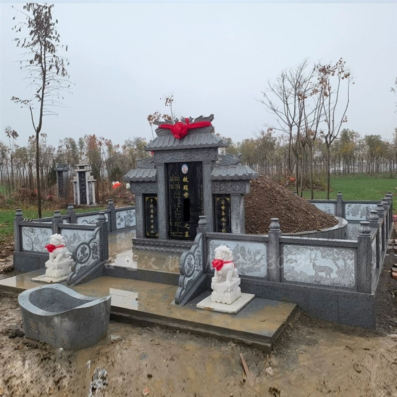 墓碑定制立墓石碑大理石花岗岩围栏安徽碑石农村大墓石围挡四川碑