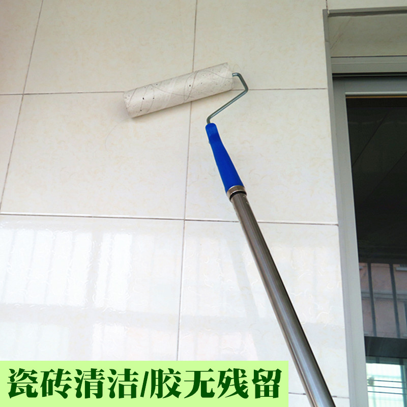 冰虹19cm粘毛器滚筒杆地板瓷砖宠物毛发除尘纸粘毛卷纸家用地板胶