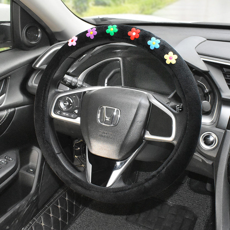 韩国卡通汽车方向盘套 可爱冬季毛绒方向盘套保暖通用防滑把套女