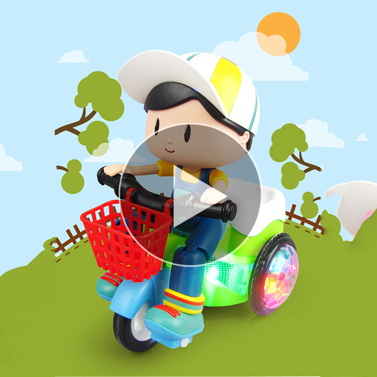 小男孩女孩特技三轮车骑单车旋转有声会动儿童宝宝电动跳舞玩具车