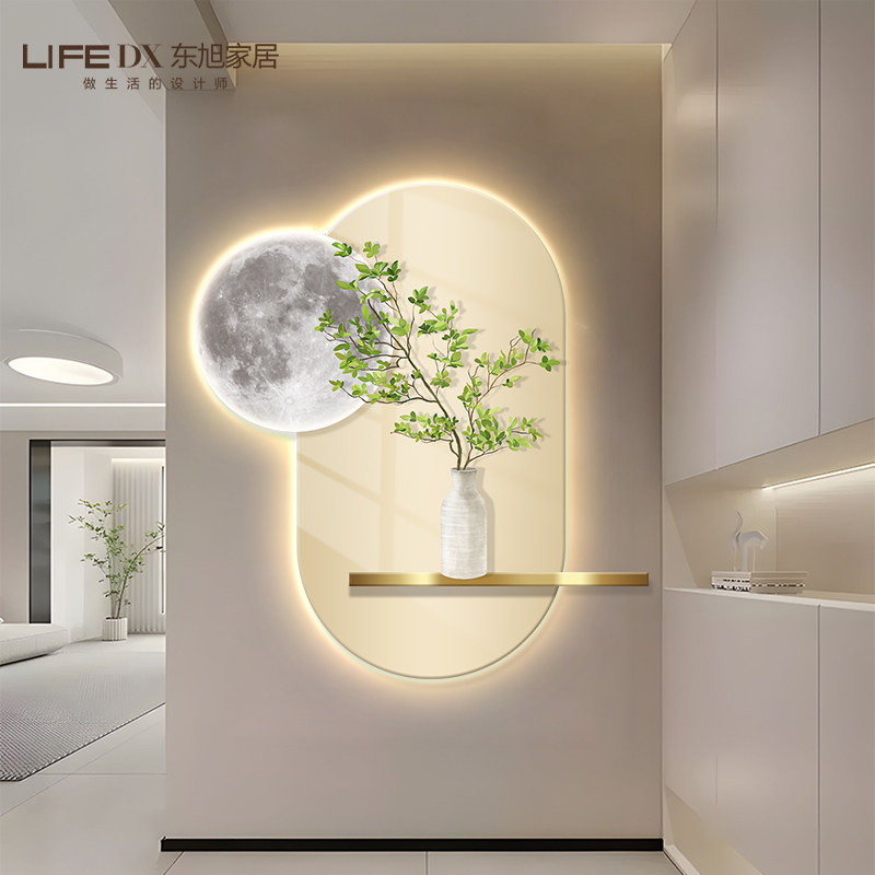 入户玄关装饰画壁灯发光画立体小清新挂画走廊过道带LED灯氛围感