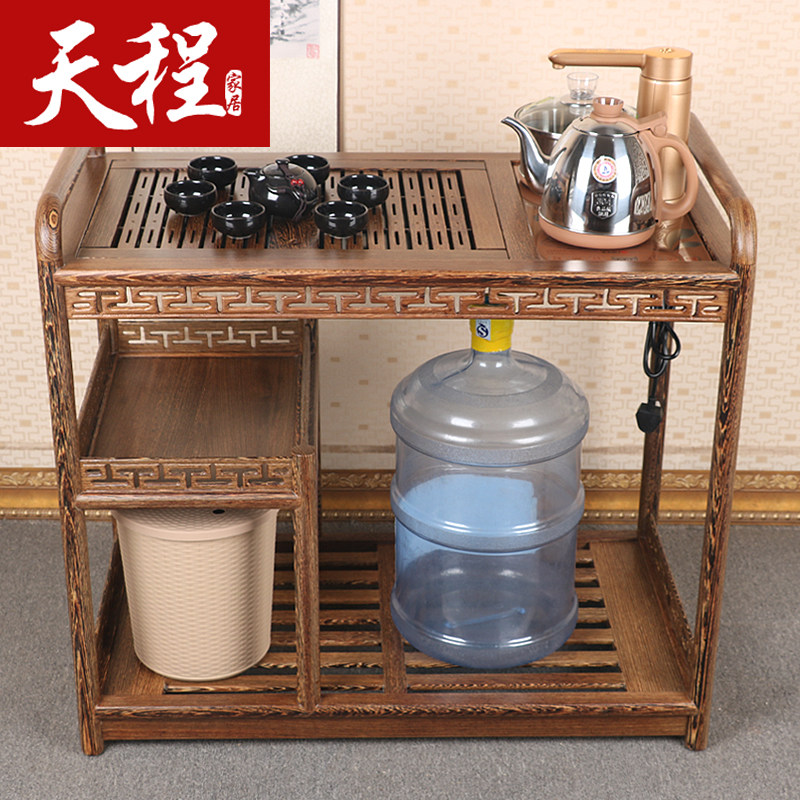 红木带轮可移动茶台家用小茶车中式实木阳台自动上水茶具桌套装