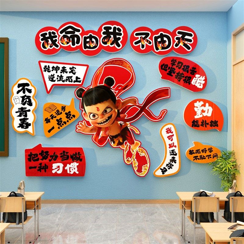 哪吒海报主题墙贴素材班级布置教室装饰开学期黑板报文化励志氛围