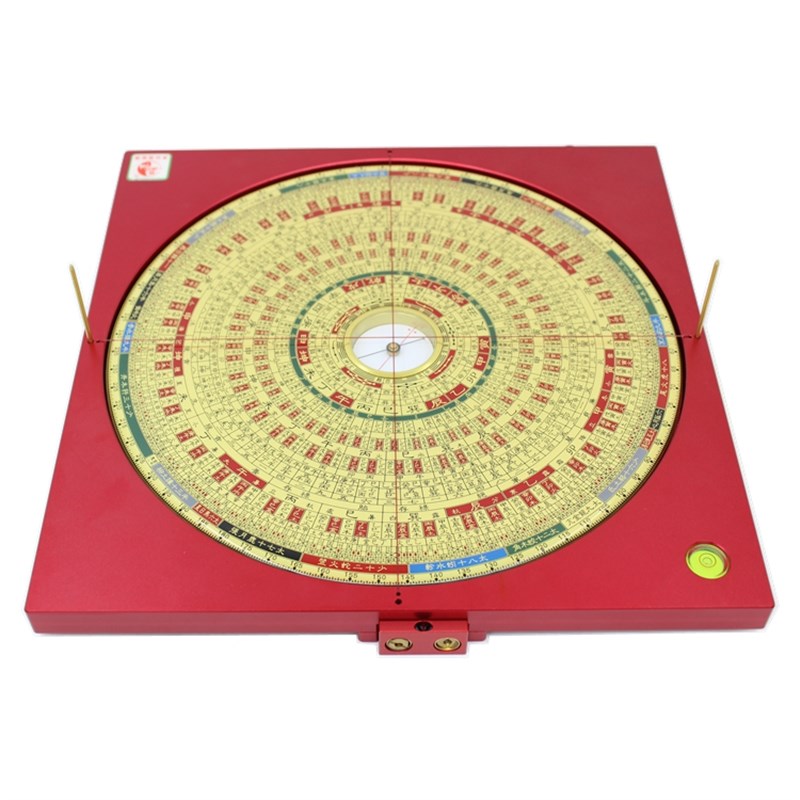 易仙强磁针8寸6三合绿激光罗盘仪旋转摆动精度高金色铝合金盘摆件