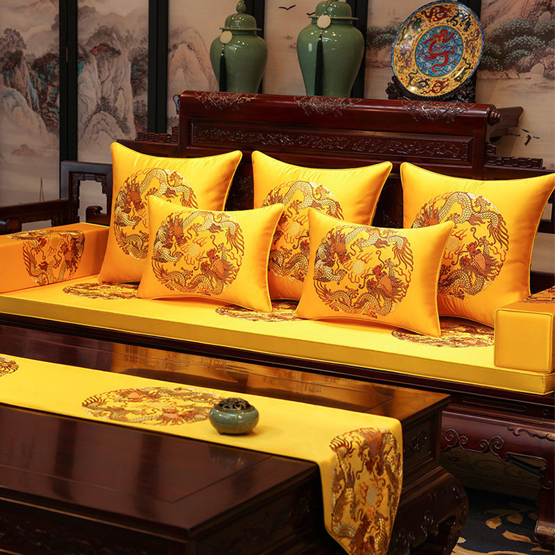 红木沙发垫中式绸缎坐垫套冬季实木椅子防滑垫乳胶垫定做罗汉床垫