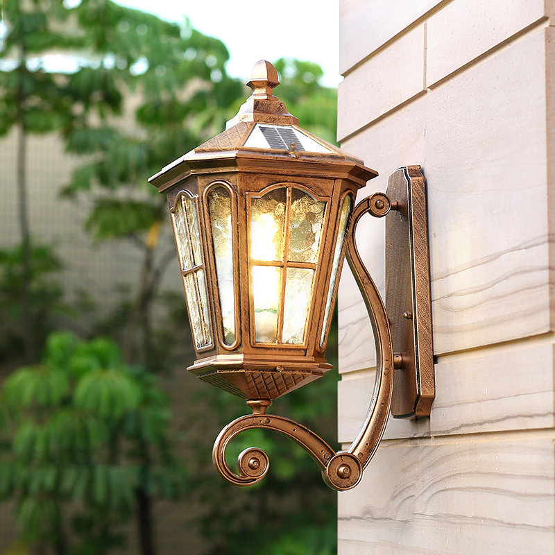 欧式壁灯户外防水室外墙壁庭院双头别墅大门口阳台仿古太阳能挂灯