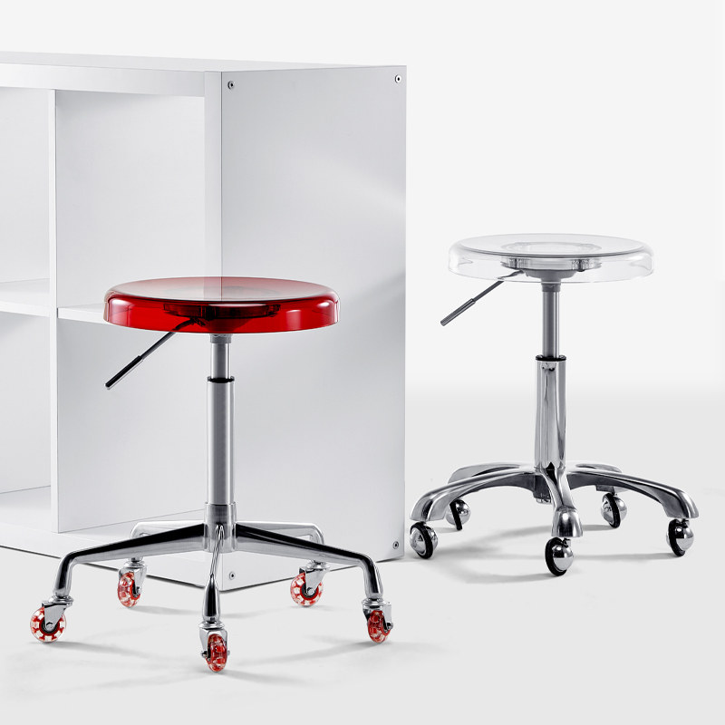 美容美发大工凳滑轮升降旋转亚克力凳子美容院理发店剪发大工椅