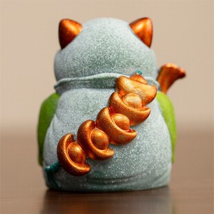 石质招财猫可爱桌面摆件办公室装饰客厅玄关电视柜装饰品2025新款