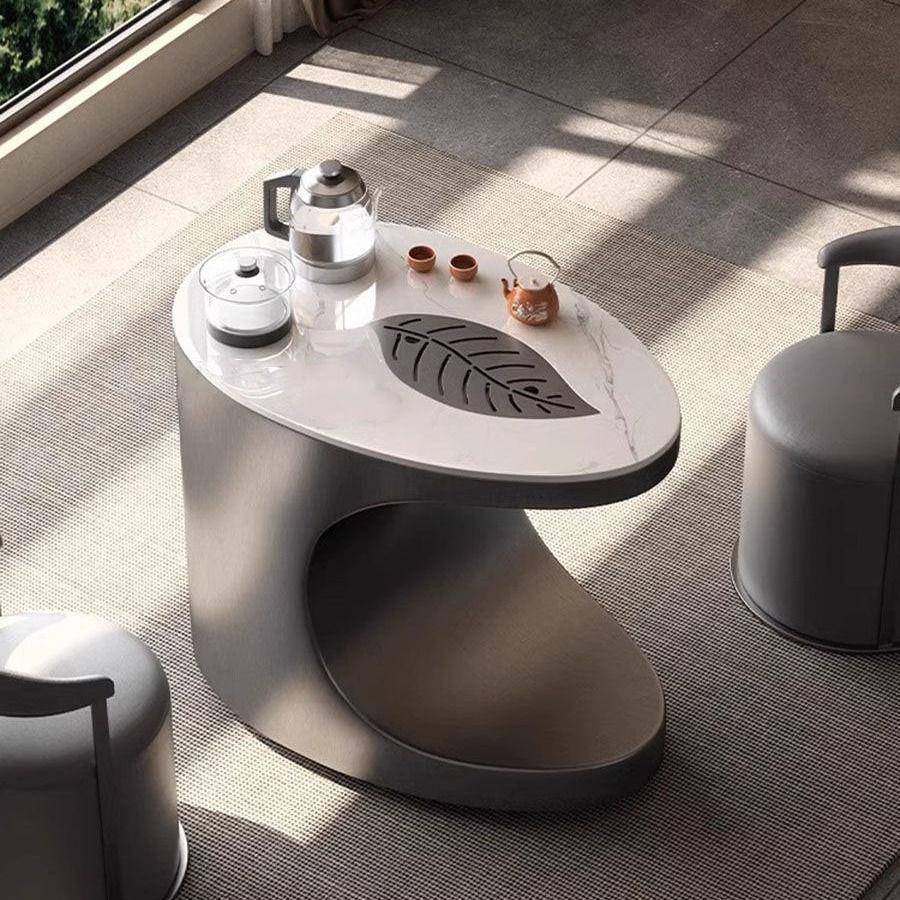 轻奢极简阳台小茶桌岩板茶台椅组合阳台功夫泡可移动小茶车